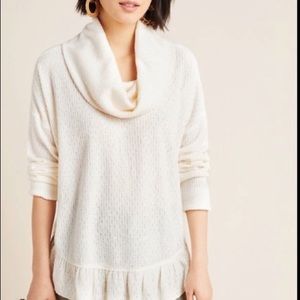 Anthropologie Maeve Addie Ruffled Hacci pullover peplum